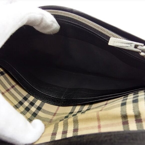 BURBERRY Bifold Wallet Check Canvas x Leather Authentic Used - Picture 8 of 9